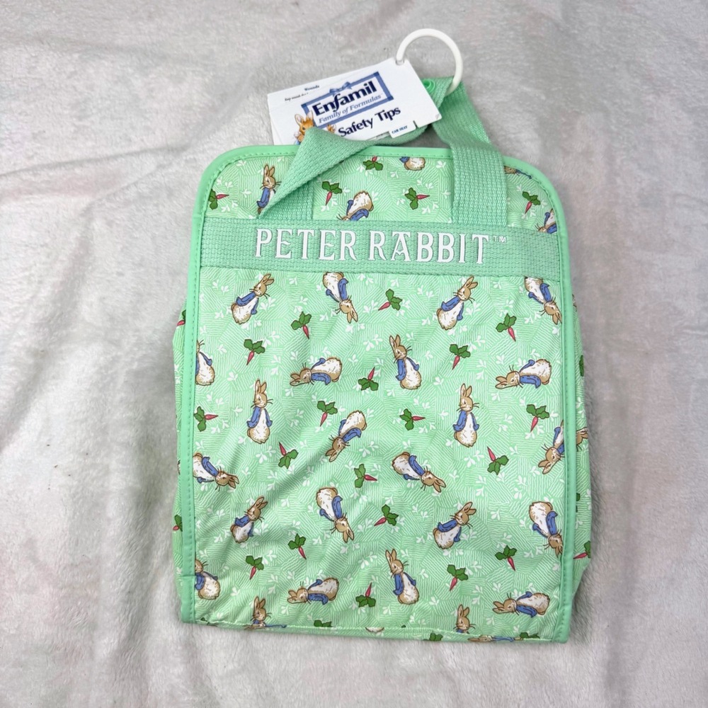 Vintage 1997 Enfamil Peter Rabbit Insulated Bag Green Beatrix Potter Tag